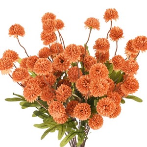 Unique Bargains 5-Heads Artificial Chrysanthemum Ball Flowers Silk Bouquets Real Touch 20 Inch - 1 of 4