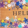 HomeRoots 17" X 29" Natural Blue And Purple Floral Hello Outdoor Coir Door Mat - 4 of 4