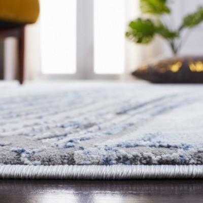 Contemporary Abstract Swirls 79" Square Area Rug in Gray