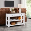 FONTOI Rectangle Coffee Table with Two Open Shelves, Console Table with 3 Drawers for Living Room Bedroom Office, Brown&White, 13.75"*29"*44" - 2 of 4