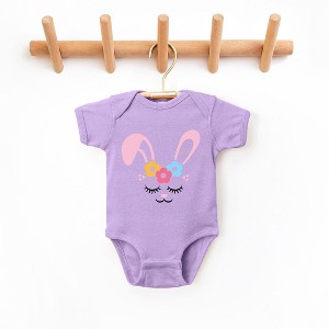 The Juniper Shop Bunny Face With Flowers Baby Bodysuit - 1 of 2