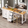 74.8" Kitchen Island with Extendable Dining Table, Rolling Kitchen Cart with 3 Drawers, 2-Door Cabinet, USB, Spice Rack, Adjustable Storage - 3 of 4