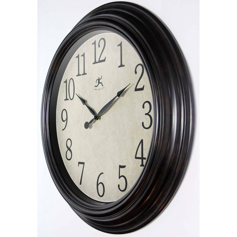 23&#34; Classic Indoor Bevelled Framed Wall Clock Black/Brown - Infinity Instruments, 4 of 9
