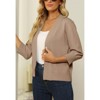 Women's 3/4 Sleeve Cropped Cardigan Knit Sweaters Lightweight Open Front Shrug - 4 of 4