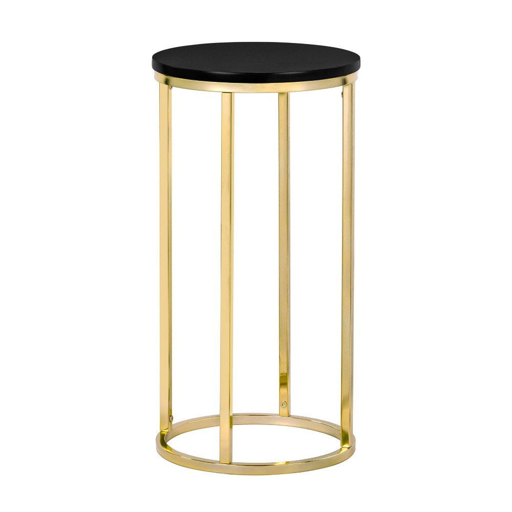 Photos - Coffee Table Ellias Round Side Table Black/Gold - Finch