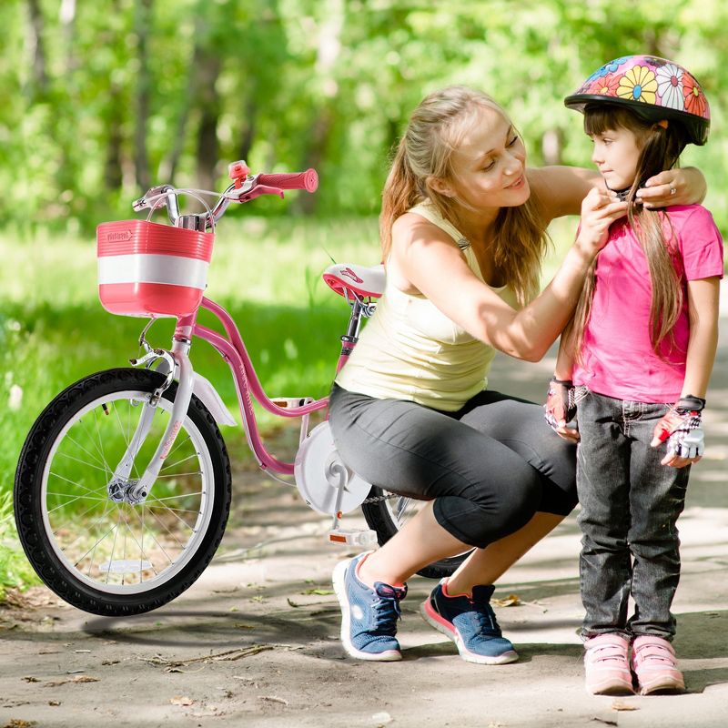RoyalBaby Little Swan Carbon Steel Kids Bicycle with Dual Hand Brakes, Adjustable Seat, Folding Basket, & Kickstand, for Girls Ages 5 to 9, 5 of 7
