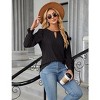 Womens Crew Neck Long Sleeve Top Smocked Front Business Ladies Casual Blouses Tunic - 3 of 4
