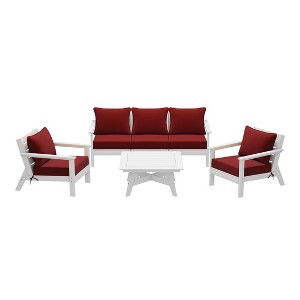 WestinTrends Avalon Outdoor 6-Piece Modular Sectional Patio Furniture Sofa Set, White/Red - 1 of 4