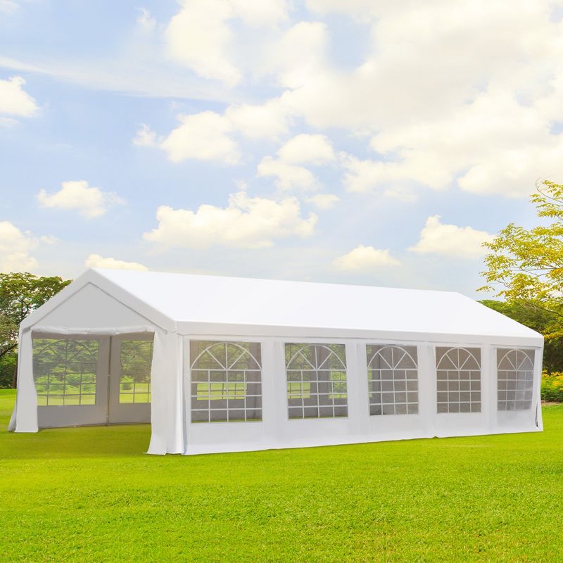 Outsunny Large Outdoor Carport Canopy Party Tent with Removable Protective Sidewalls & Versatile Uses, White, 4 of 11