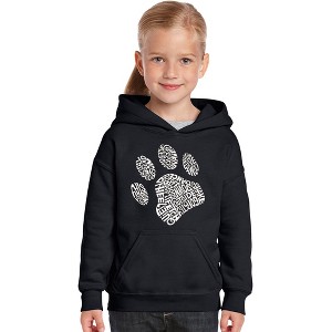 LA Pop Art Girl's Word Art Hooded Sweatshirt - Dog Paw - 1 of 4