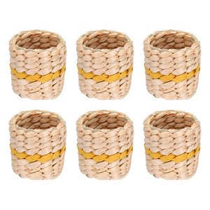 Unique Bargains Handmade Woven Natural Cattail Grass Farmhouse Napkin Rings 6 Pcs - 1 of 4