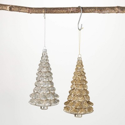 7.25"H Sullivans Sparkling Tree Ornament - Set of 2  Gold Christmas Ornaments