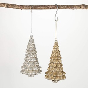 7.25"H Sullivans Sparkling Tree Ornament - Set of 2  Gold Christmas Ornaments - 1 of 2