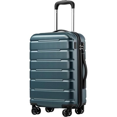 Coolife Luggage Suitcase Carry-on Spinner TSA Lock USB Port Lightweight Hardside Luggage (Teal Blue, L(28in))