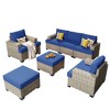 XIZZI All-Weather Rattan Furniture, Sectional Sets w/ Optional Solar Light-Up Coffee Table & Ottoman, Choose 6-9pc Configs in 8 Fade Resistant Colors - 2 of 4