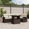 vidaXL 6 Piece Patio Sofa Set with Cushions Brown Poly Rattan - Brown and cream without storage - 2 of 4