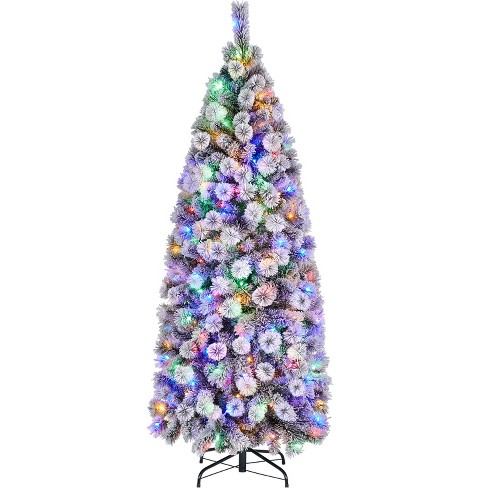 Yaheetech 6Ft/7.5Ft Pre-lit Snow Flocked Christmas Tree with Colorful LED Lights - image 1 of 4