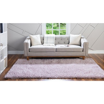 Lorelei Pink Solid Synthetic Shag Rectangular Rug
