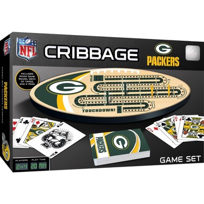 Green Bay Football Packers 2 Track Wooden Field Shaped Cribbage Board 