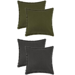 Unique Bargains 4 Pcs Cotton Decorative Throw Pillow Cover with Tassel Trim for Farmhouse Sofa Couch Bed - 1 of 4
