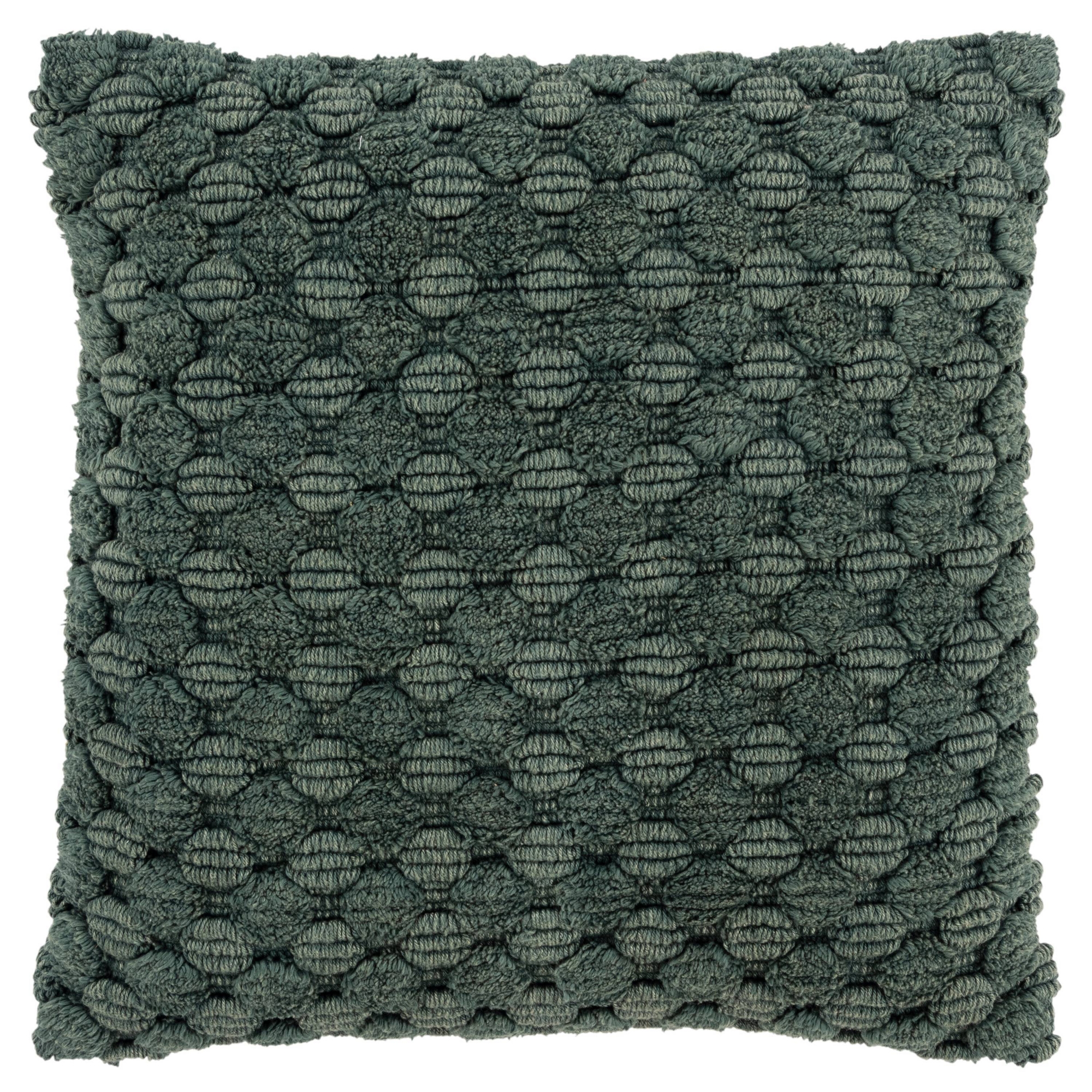 20"x20" Oversize Solid Textured Poly Filled Square Throw Pillow Green - Rizzy Home: Cotton Woven, Indoor Use, Removable Cover