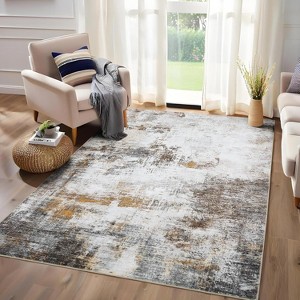 Modern Abstract Pattern Machine Washable Rug, Non-Slip, Non-Shedding, Low Pile Foldable Rug for Bedroom, Living Room and Game Room - 1 of 4