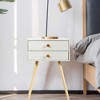 Costway Mid Century Modern 2 Drawers Nightstand In White Sofa Side Table End Table - 4 of 4
