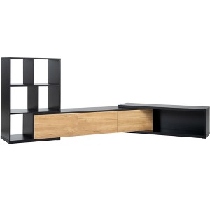 Dexmalle 74.8''-126'' Extendable TV Stand with 3 Tier Bookshelves for TVs up to 110'' - 1 of 4