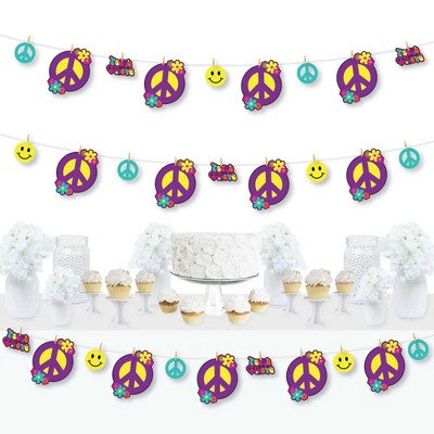 Big Dot of Happiness 60's Hippie - 1960s Groovy Party DIY Decorations - Clothespin Garland Banner - 44 Pieces