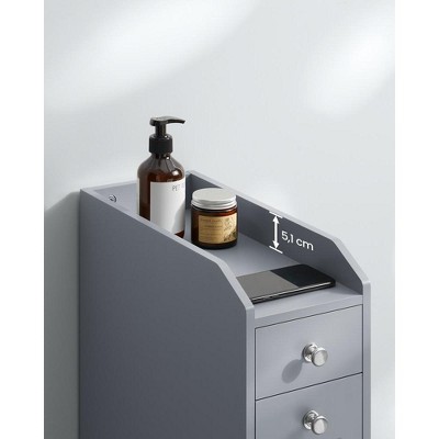 Dove Gray Slim Bathroom Storage Cabinet with Slide Out Drawers