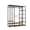 Karl Home Open Wardrobe with Vintage Brown Particleboard & Black Iron Frame 59.1x15.7x70.9 Inches - 3 of 4
