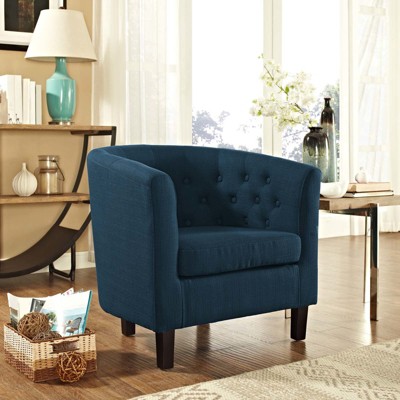 Azure Velvet Barrel Armchair with Manufactured Wood Frame