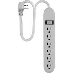 Cordinate 6 Outlet Grounded Power Strip with 3' Braided Cord White/Gray - 1 of 4