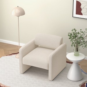 KTMBDW Mid-Century Accent Chairs, Modern Upholstered Living Room Chair, Cozy Armchair Back for Bedroom, Office, Living Room - 1 of 4