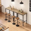 Lirago 47 Inch Industrial Bar Table with Metal Legs – Thickened Solid Wood Top, 300lbs Capacity Brown - 2 of 4