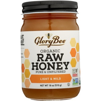 Glorybee Organic Raw Honey Light and Mild - 6 pack, 18 oz