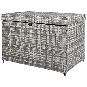 Fontoi Utility Storage Bins, Wicker Box with Wheels, Rattan Storage Bin for Outdoor Cushions Garden Tools, Gray, 27.6"*33.5"*58.7" - 1 of 4