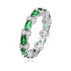 Guili Luxe Sterling Silver White Gold-Plated Chunky Eternity Band with Emerald & Cubic Zirconia for Timeless Beauty. Green or Blue, Sizes 6-8. - 2 of 3