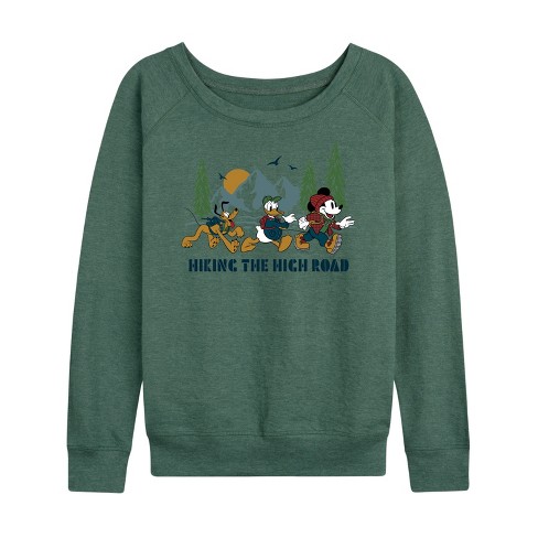 Women's - Disney - Mickey Donald Pluto Hiking The High Road Lightweight French Terry Slouchy - image 1 of 4