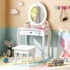 Costway Kids Vanity Set Makeup Table & Chair Sweet Accessories Included Storage Drawer - 4 of 4