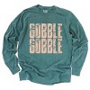 Gobble Gobble Block Distressed - Women's Garment Dyed Long Sleeve Graphic T-Shirt - 2 of 4