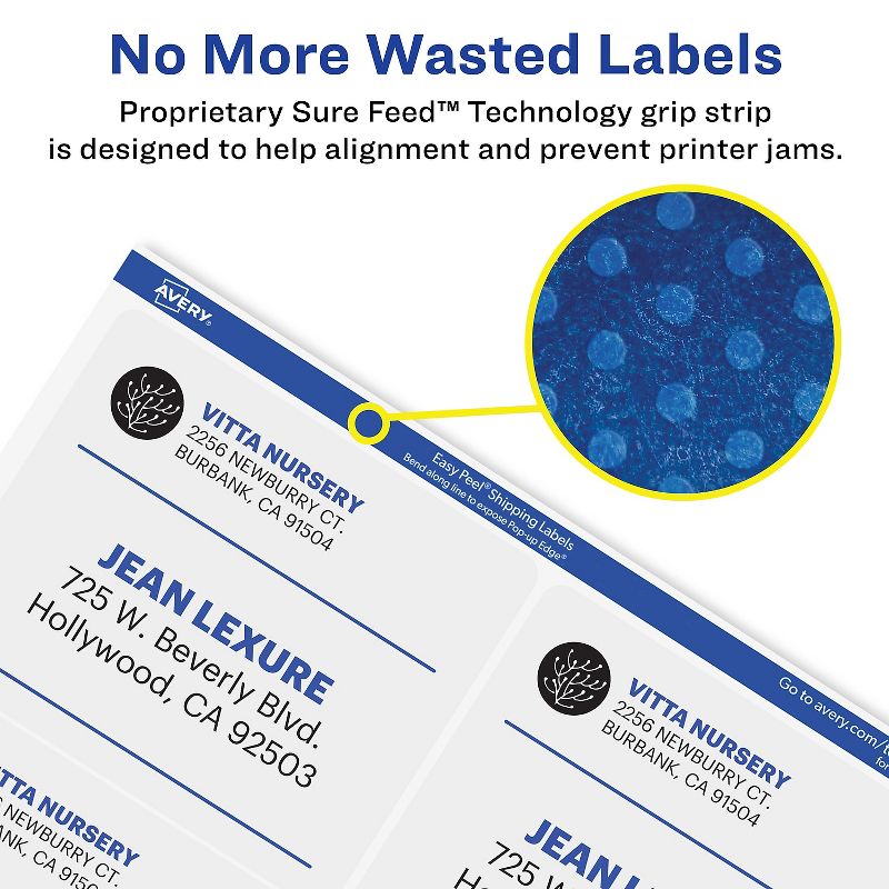 Avery Matte Clear Shipping Labels Sure Feed Technology Inkjet 2" x 4" 250 Labels (8663), 3 of 9