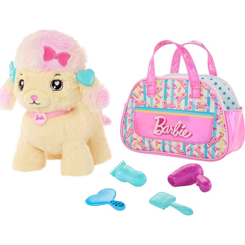 Barbie Salon Pet Adventure Stuffed Animal, Poodle with Themed Purse and 6 Accessories, 1 of 7