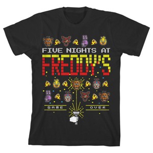 Five Nights at Freddy's Game Over Pixel Art Boy's Black T-shirt - 1 of 3