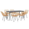 vidaXL Garden Dining Set Black Steel, Tempered Glass, Polyethylene Medium - Brown 63" x 31.5" x 29.1" 6 - 3 of 4