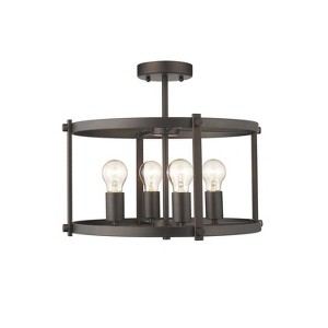 Homestock Ironclad Farmhouse 4 Light Rubbed Bronze Convertible Semi-Flush Ceiling Fixture 17.5" Wide - 1 of 4