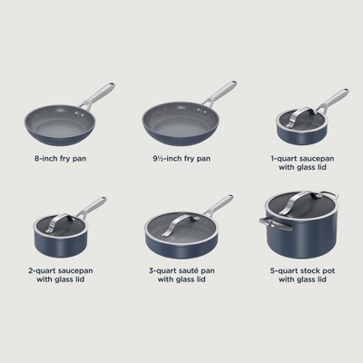 Ninja 10-Piece Blue Ceramic Non-Stick Cookware Set with Glass Lids