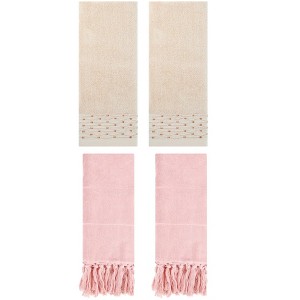 REGALWOVEN 4 PackS Solid Cotton Absorbent Soft Bathroom Hand Towel 14" x 30" - 1 of 4