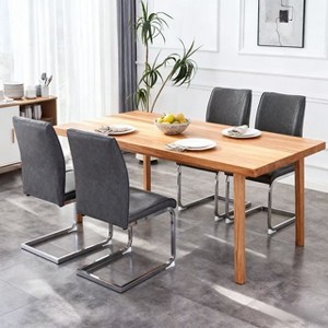 Homy Casa Set of 4 Upholstered Dining Chairs with Chrome Base and Curved Back for Modern Dining Room, Dark Gray - 1 of 4