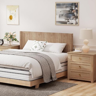 Boersma King Size Fluted Headboard ONLY - Wall Mount Wood Headboard, Rustic & Modern Farmhouse,Boho,Fluted Panel,Wingback Design